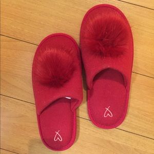 Red Victoria’s Secret Pom Pom Slippers